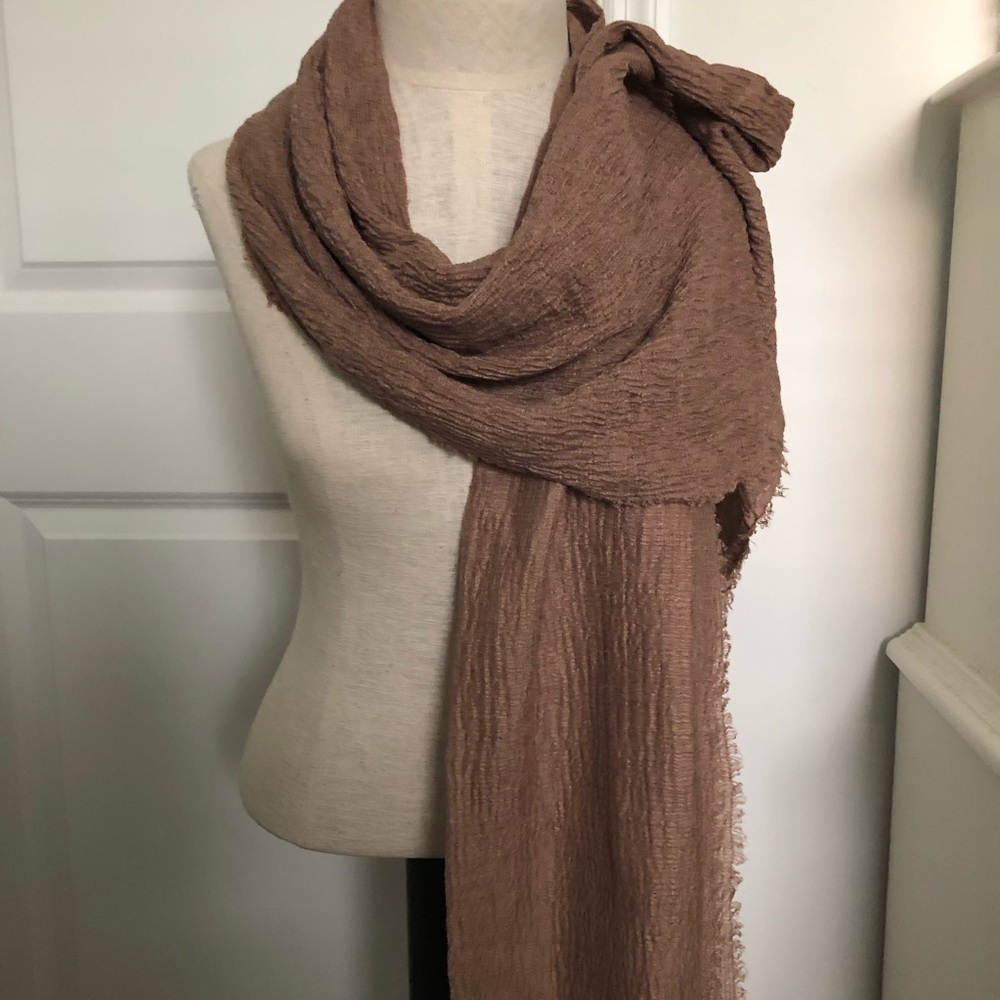 Gorgeous Mocha Cotton Gauze Long Scarf